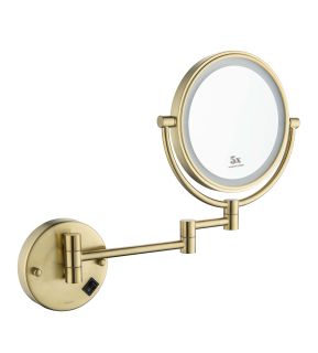 Зеркало косметическое настенное Aquatek AQ4915BG с подсветкой 5х шлифованное золото